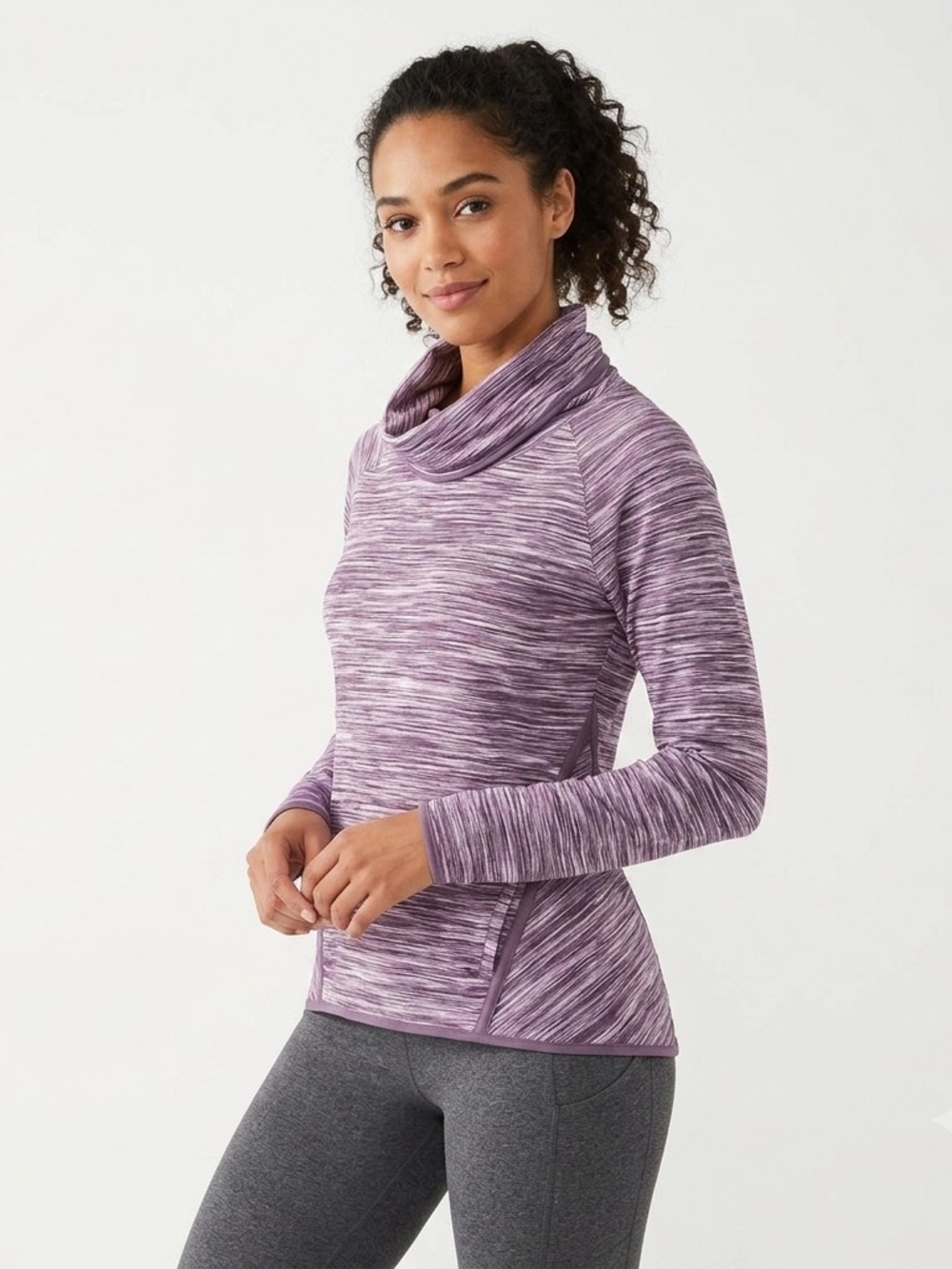 C9 Champion Cowl Neck Pullover Space Dye Purple M